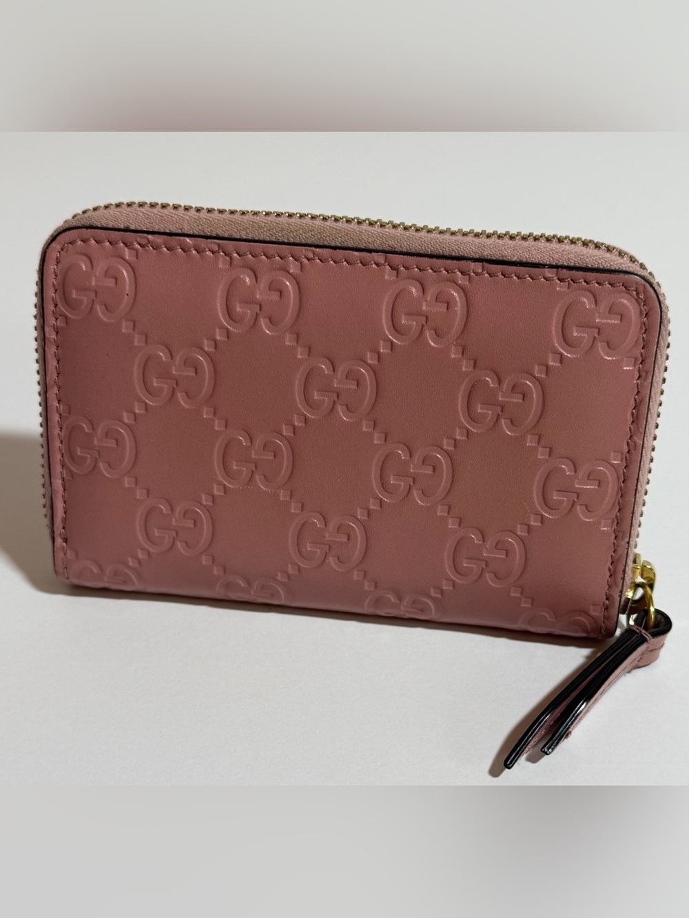 Gucci Rose Pink Embossed Zippy Wallet